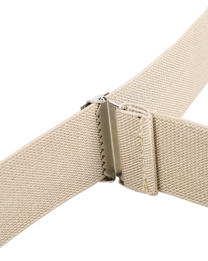 Kajeer Mens Adjustable Button End Suspenders - Y-Back Elastic Tuxedo Suspenders with Heavy Duty Leather Buttons End (Khaki) - Image 4